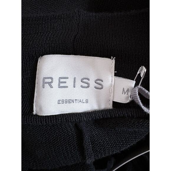 Reiss Essentials M Black Draped Open Front Cardigan Lightweight Knit Cocoon - Picture 3 of 13